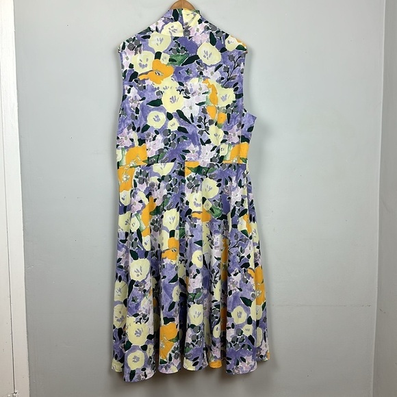 NWT Unique Vintage Purple and Yellow Floral Sleeveless Swing Dress Sz 3X - Picture 9 of 12